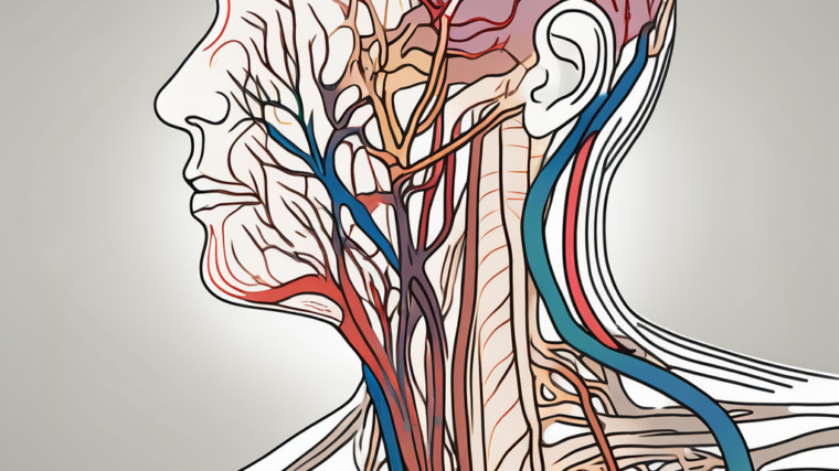 The glossopharyngeal and vagus nerves in different colors