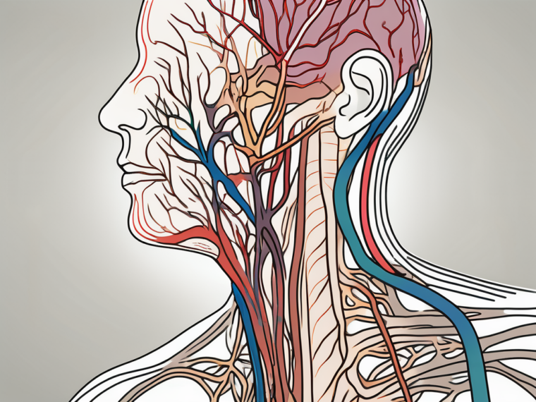 The glossopharyngeal and vagus nerves in different colors