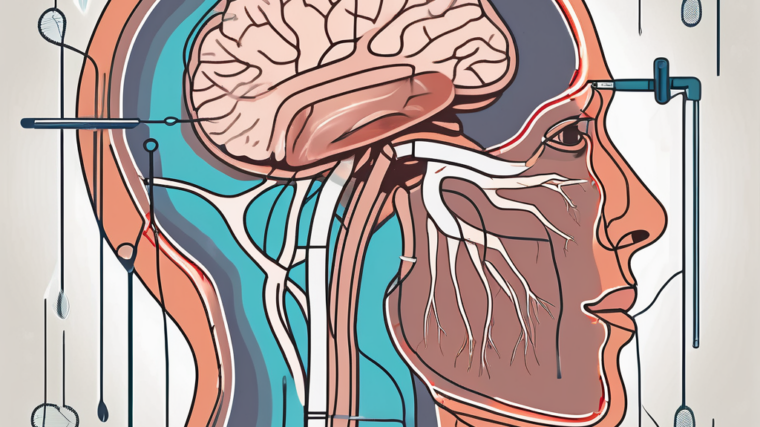 The glossopharyngeal nerve highlighted in a human nervous system
