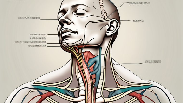 The human anatomy showing the glossopharyngeal nerve running from the brainstem down to the throat