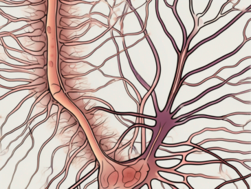 The glossopharyngeal nerve being myelinated by oligodendrocytes