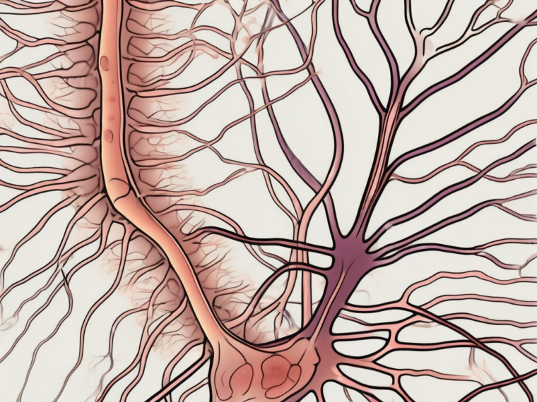 The glossopharyngeal nerve being myelinated by oligodendrocytes