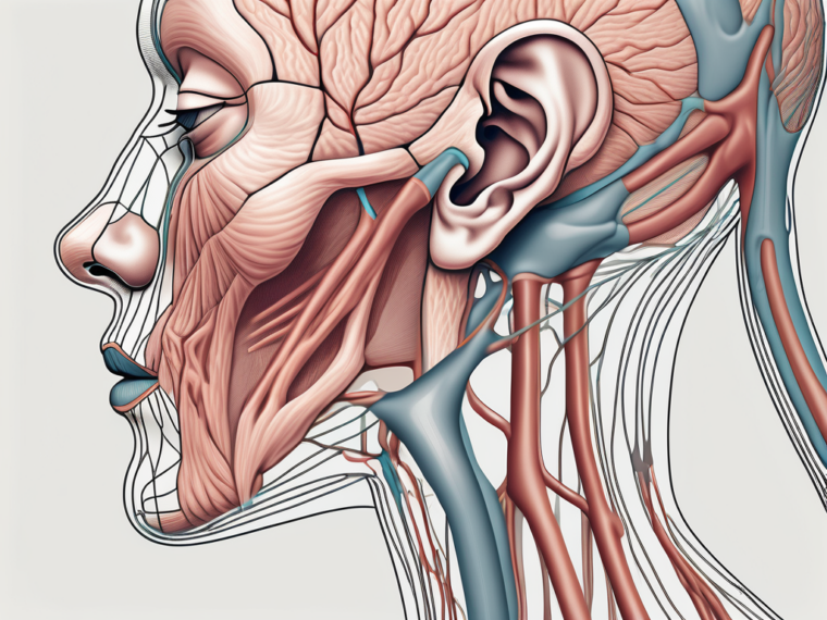 The human neck and head in a semi-transparent view