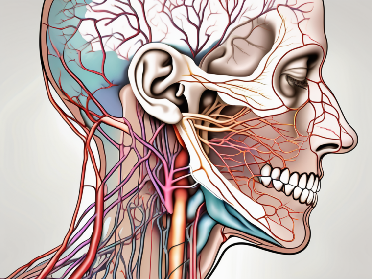 The human nervous system highlighting the glossopharyngeal nerve