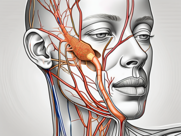 The glossopharyngeal nerve connecting to the parotid gland