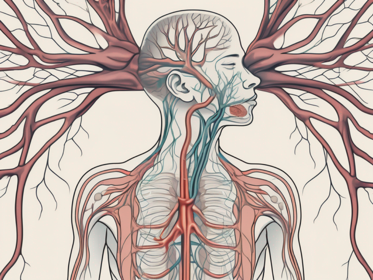 The glossopharyngeal nerve branching out in the human body