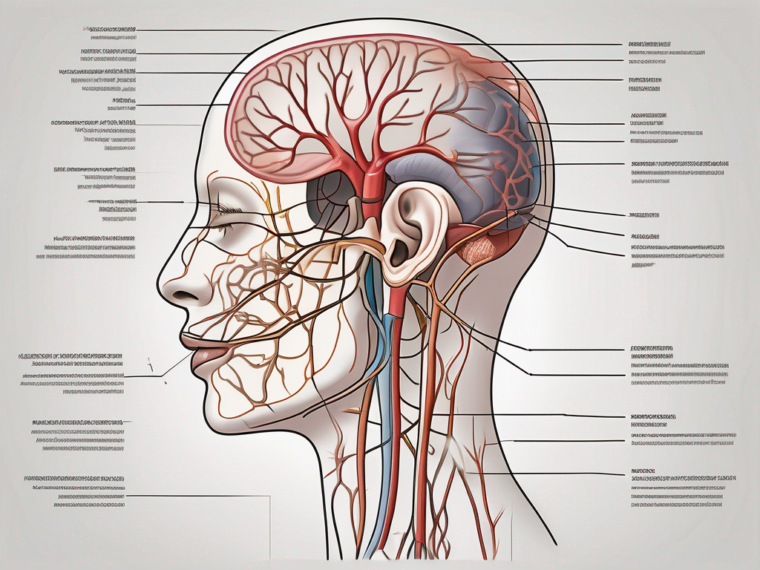 The human nervous system highlighting the glossopharyngeal nerve