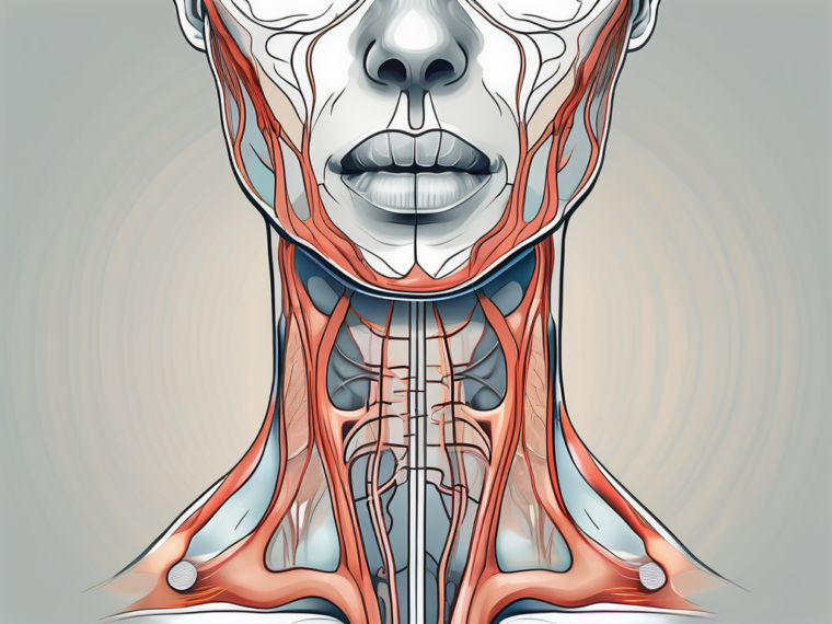 The glossopharyngeal nerve highlighted within a stylized