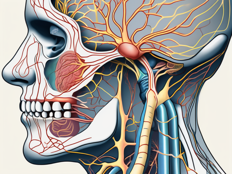 The hypoglossal and glossopharyngeal nerves in a diagrammatic representation of the human head and neck